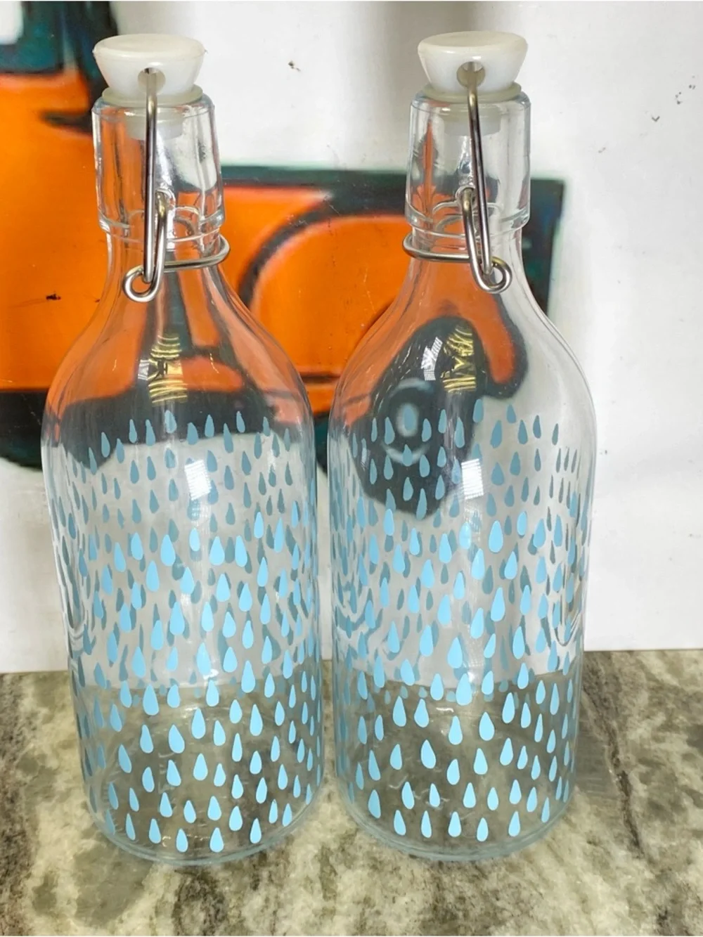 IKEA Korean Glass Water Bottle Flip Top Lock Top Glass Bottle With Locking Wire